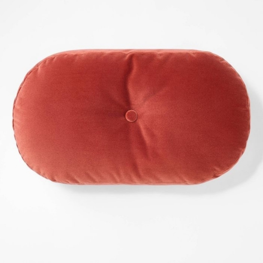 Threshold Studio Mcgee Velvet Oval Shaped Pillow With Tufted Center Red